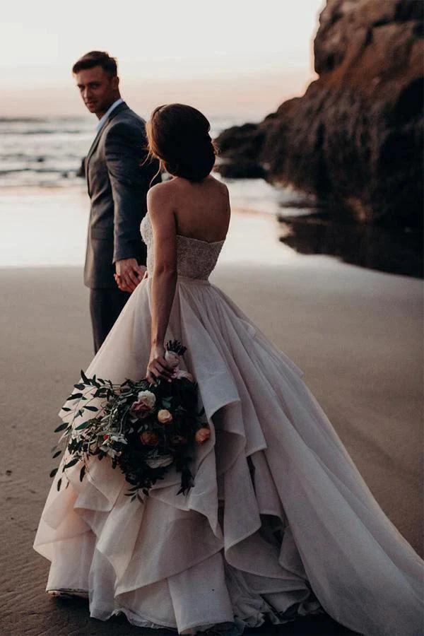 Sweetheart Neck Wedding Dresses Beaded Bodice Wedding Gowns WD493 - Image 4