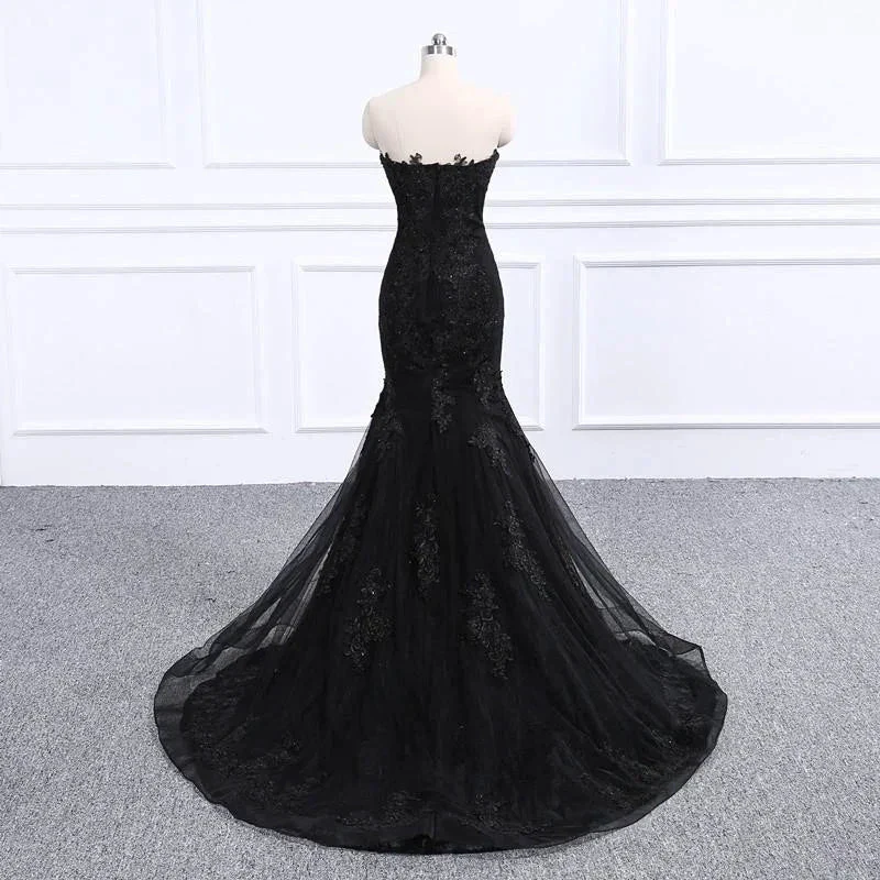 Sweetheart Neckline Black Mermaid Wedding Dress Y1776 - Image 3
