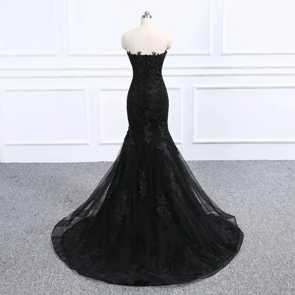 Sweetheart Neckline Black Mermaid Wedding Dress Y1776 - Image 5
