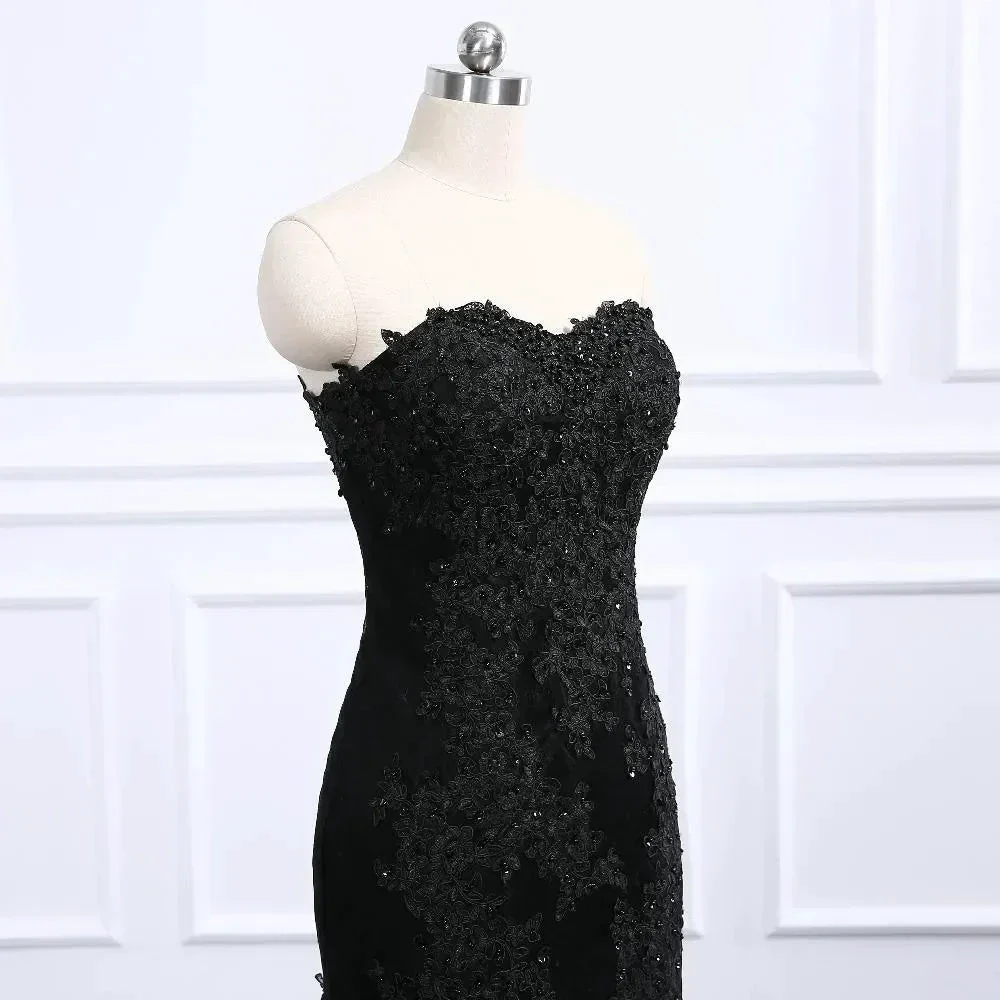 Sweetheart Neckline Black Mermaid Wedding Dress Y1776 - Image 6