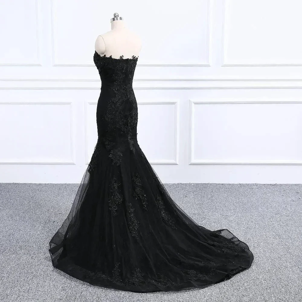 Sweetheart Neckline Black Mermaid Wedding Dress Y1776 - Image 7