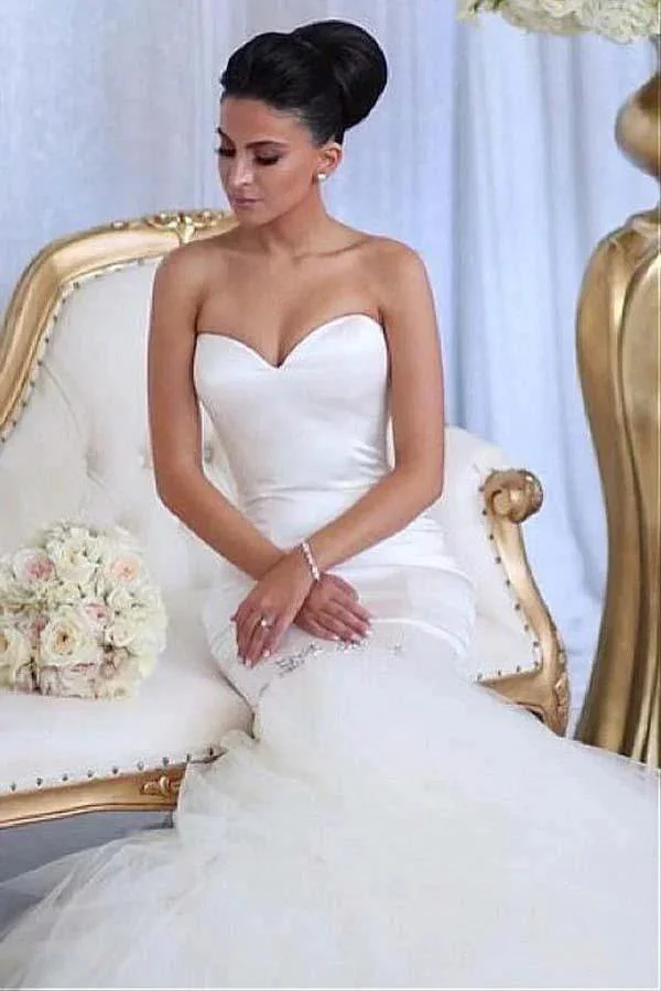 Sweetheart Neckline Memaid Wedding Dresses With Beading WD214 - Image 2