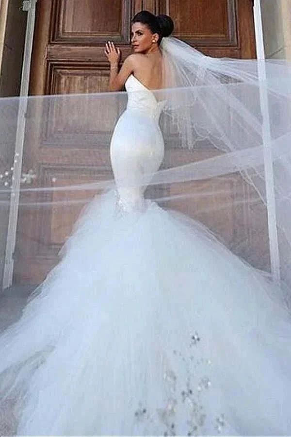 Sweetheart Neckline Memaid Wedding Dresses With Beading WD214 - Image 3