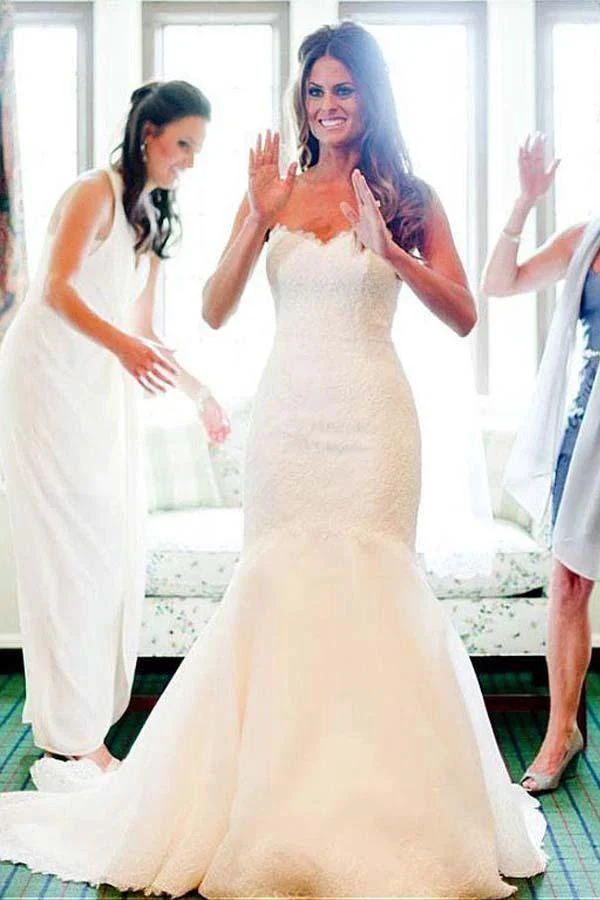 Sweetheart Neckline Mermaid Wedding Dresses With Lace Appliques WD194 - Image 2