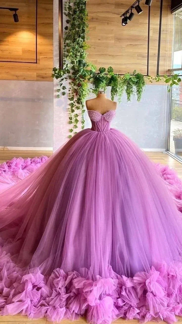 Sweetheart Neckline Tulle Ball Gown Sweet 16 Dress Y5821 - Image 2