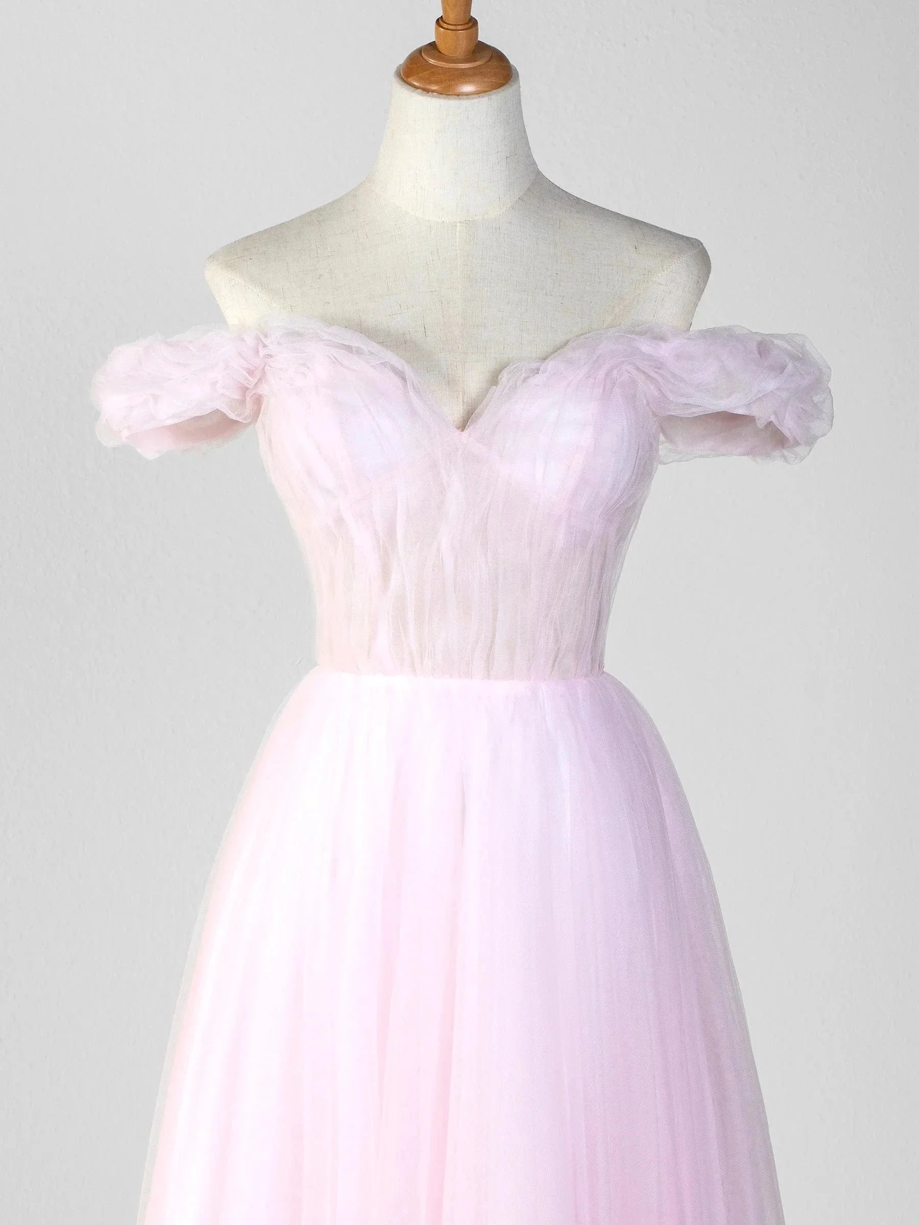 Sweetheart Neck Off the Shoulder Tea Length Tulle Prom Dress - Image 5