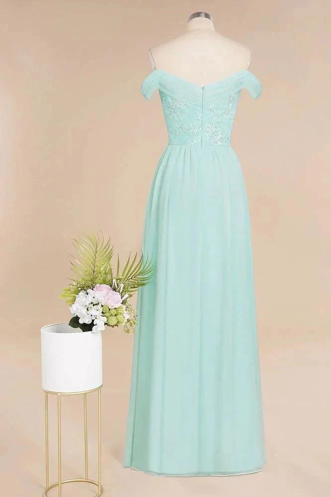 Sweetheart Ruffles Simple Prom Dresses Off the Shoulder aline Bridesmaid Dress - Image 10