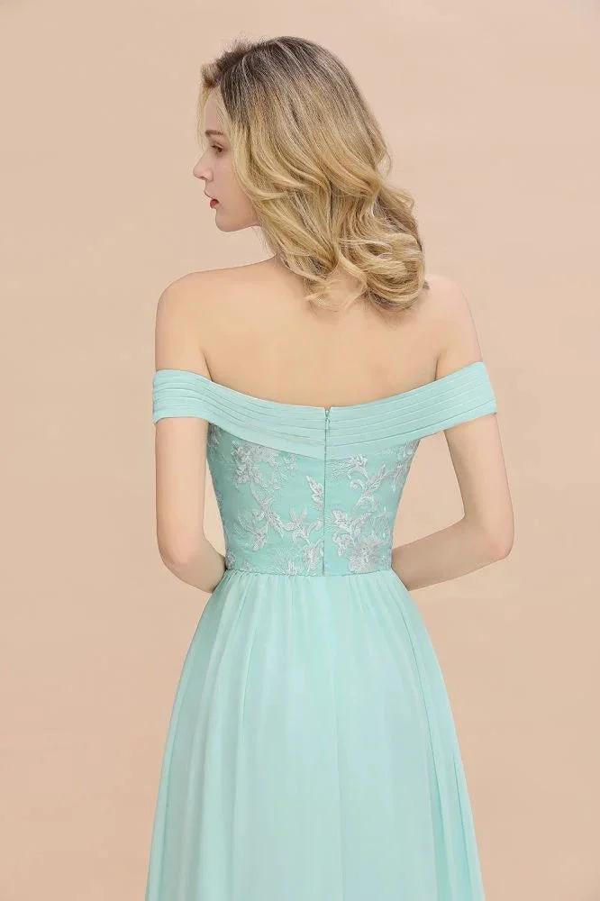 Sweetheart Ruffles Simple Prom Dresses Off the Shoulder aline Bridesmaid Dress - Image 8