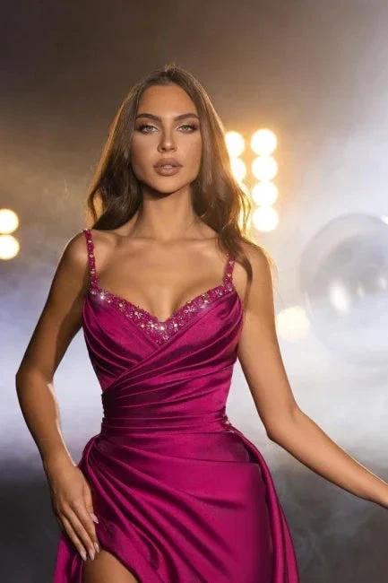Sweetheart Sexy High Split Mermaid Sleeveless Floor-Length Prom Dress with Ruffles - Image 2