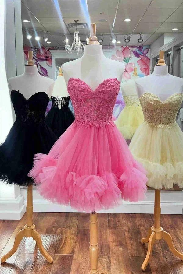 Sweetheart Sheer Corset Ruffle Light Blue Homecoming Dress PD531 - Image 2