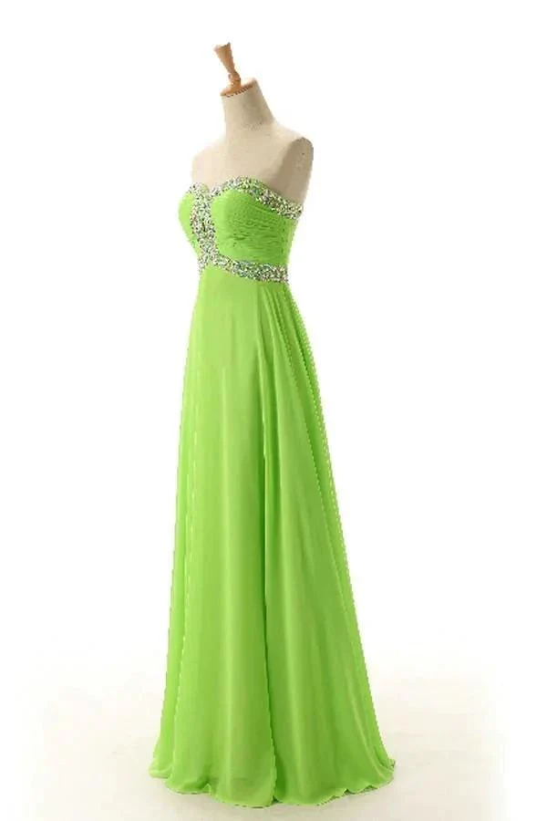 Sweetheart  Sleeveless Backless Chiffon Green Prom Dress  PG 243 - Image 2