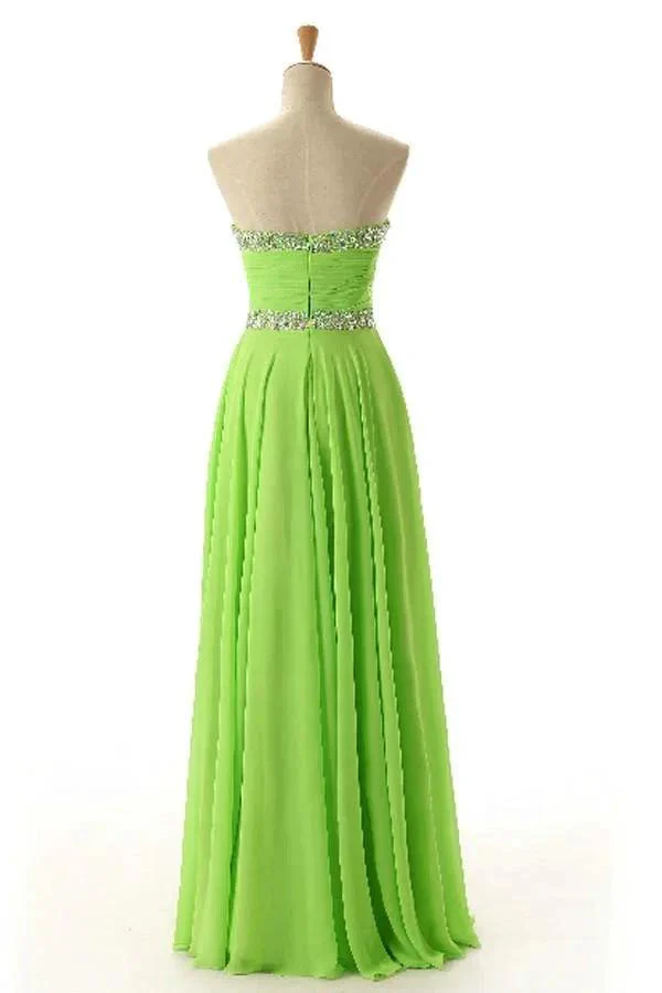 Sweetheart  Sleeveless Backless Chiffon Green Prom Dress  PG 243 - Image 3