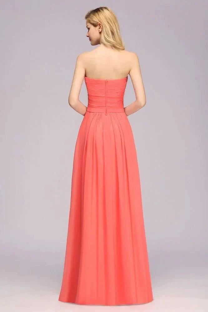 Sweetheart Sleeveless Ruffle Evening Swing Dress Chiffon aline Bridesmaid Dress - Image 2