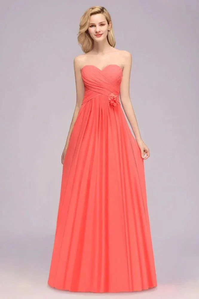 Sweetheart Sleeveless Ruffle Evening Swing Dress Chiffon aline Bridesmaid Dress - Image 3