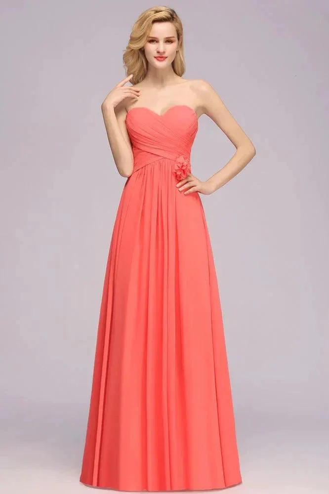 Sweetheart Sleeveless Ruffle Evening Swing Dress Chiffon aline Bridesmaid Dress - Image 4
