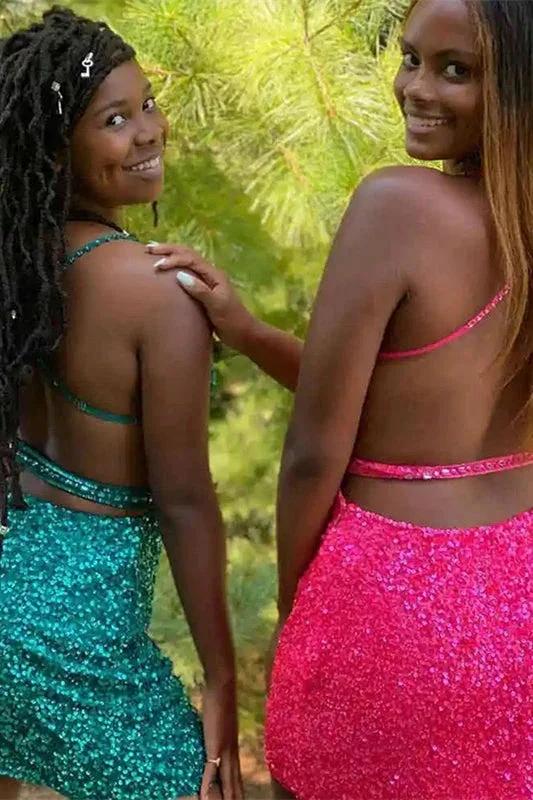 Sweetheart Sleeveless Sequined Short Homecoming Dresses - Image 2
