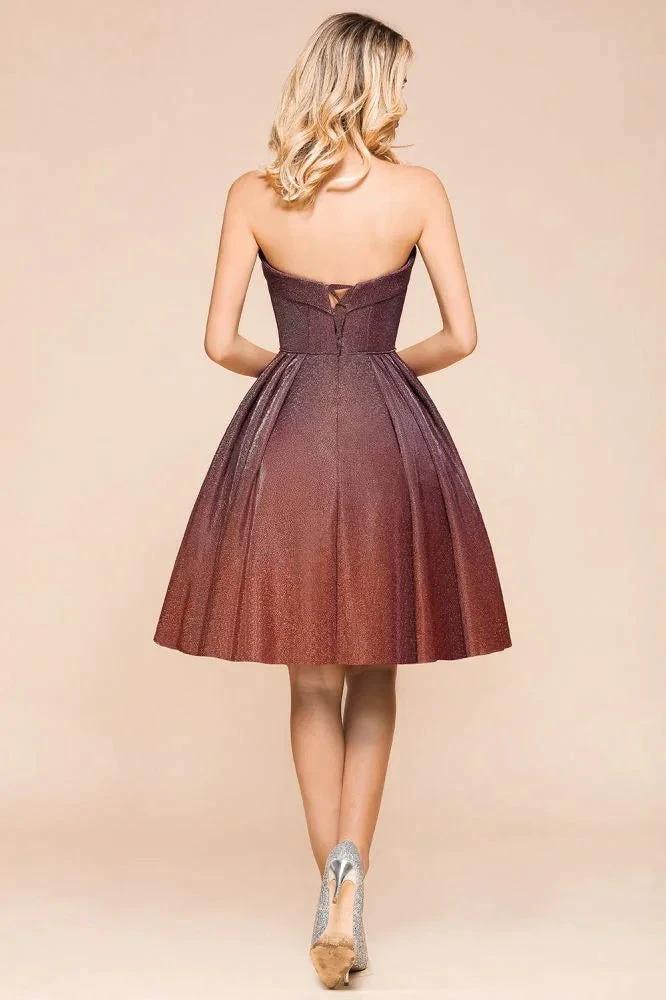 Sweetheart Sleevless Mini Homecoming Dress Bright Silk Knee Length Prom Dress - Image 2