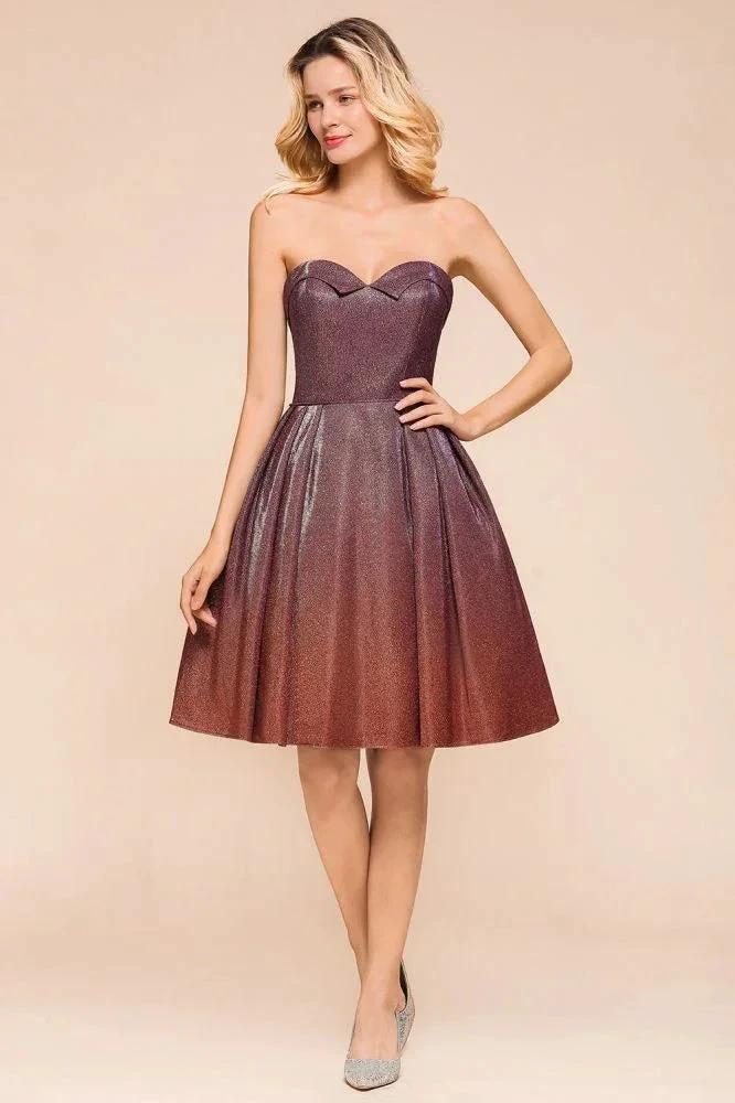 Sweetheart Sleevless Mini Homecoming Dress Bright Silk Knee Length Prom Dress - Image 5