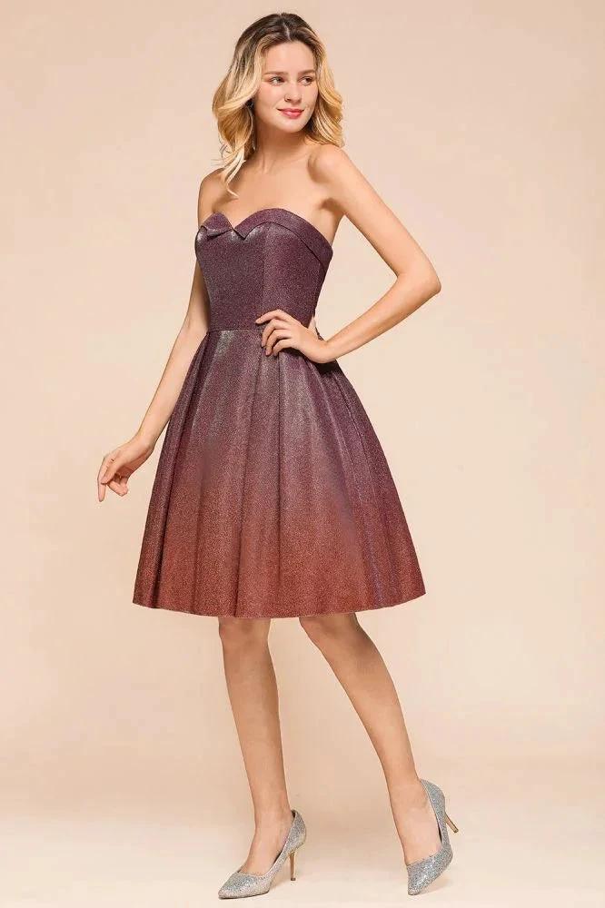 Sweetheart Sleevless Mini Homecoming Dress Bright Silk Knee Length Prom Dress - Image 6