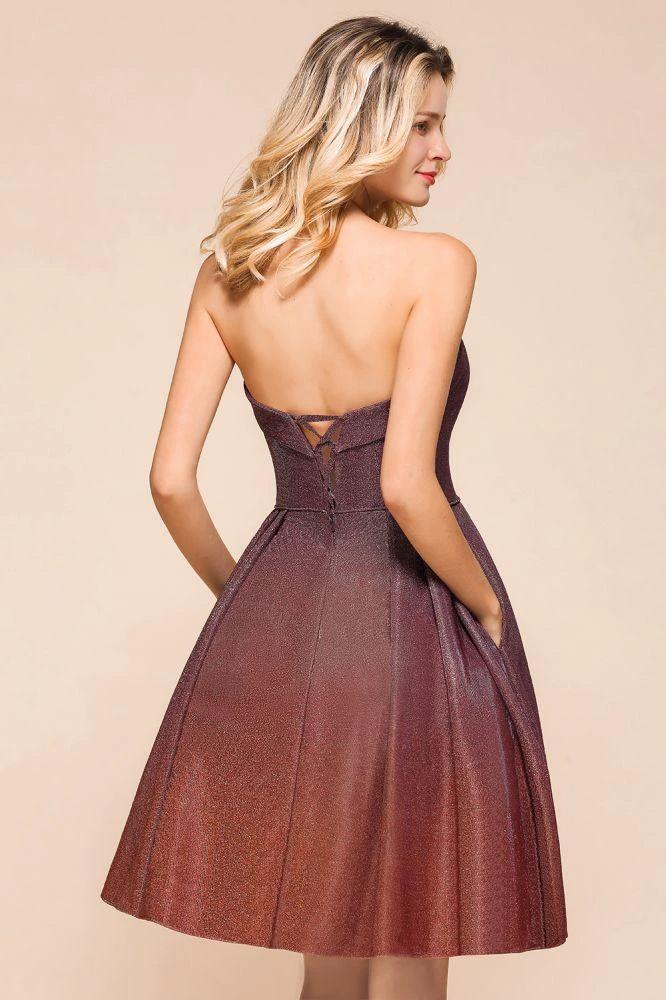 Sweetheart Sleevless Mini Homecoming Dress Bright Silk Knee Length Prom Dress - Image 8