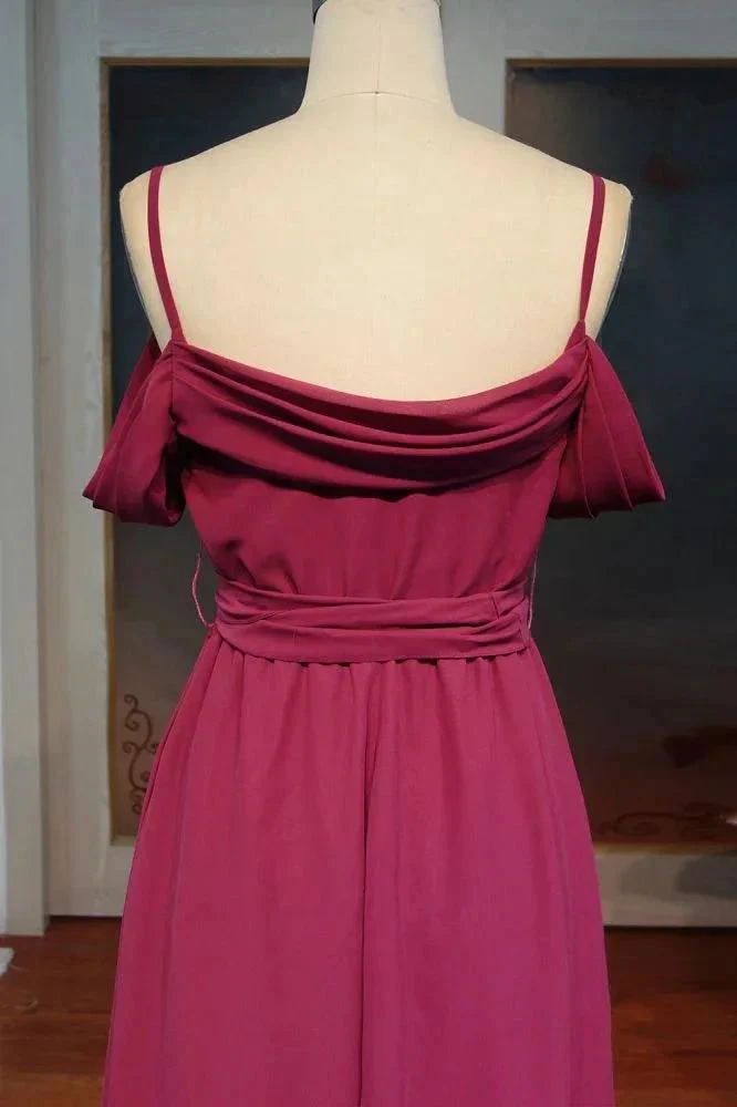 Sweetheart Spaghetti A-line Floor Length Ruffled Chiffon Prom Dresses with Bow Sash - Image 2