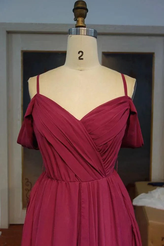 Sweetheart Spaghetti A-line Floor Length Ruffled Chiffon Prom Dresses with Bow Sash - Image 3