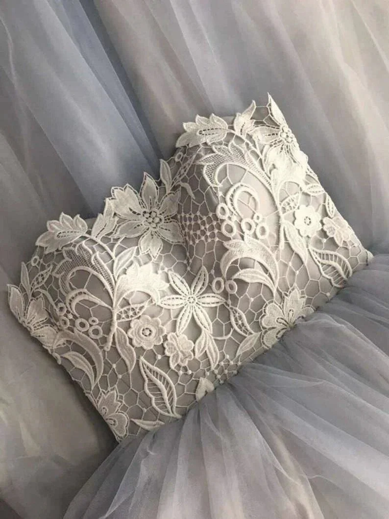 Sweetheart Strapless A Line Bohemian Wedding Dress Modest Tulle Bridal Gown  WD427 - Image 4