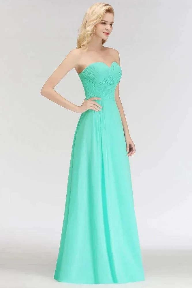 Sweetheart Strapless Floor Length Ruffles Top Bridesmaid Dress - Image 3