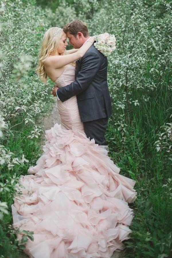 Sweetheart Tiered Train Organza Mermaid Wedding Dress with Beading WD160 - Image 2