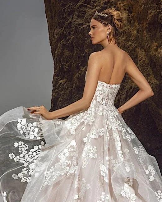 Sweetheart Tulle Floral Wedding Dress Sleeveless Aline Bridal Dress - Image 4