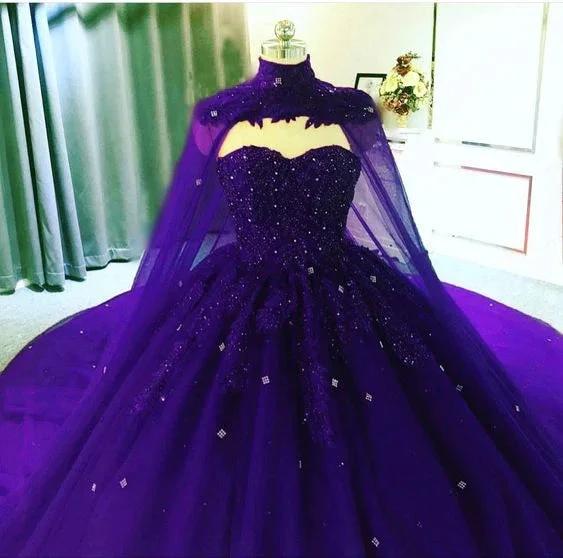 Sweetheart Tulle Lace Ball Gown With Cape, Princess Dress Y742 - Image 2
