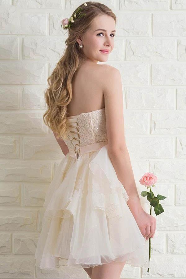 Sweetheart Tulle Lace Homecoming Dresses Short Prom Dresses PG173 - Image 2