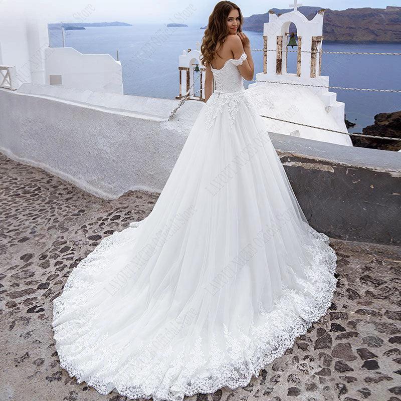 Sweetheart Wedding Dress Appliques A Line Wedding Gowns Off Shoulder Lace Up Vestidos De Noiva Mariage Princess - Image 2