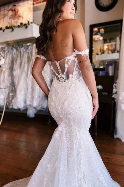 Sweetheart White Mermaid Lace Wedding Dress - Image 2
