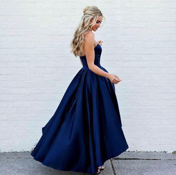 Sweetheart Navy Blue High Low Prom Dresses Homecoming Dresses PD415 - Image 2