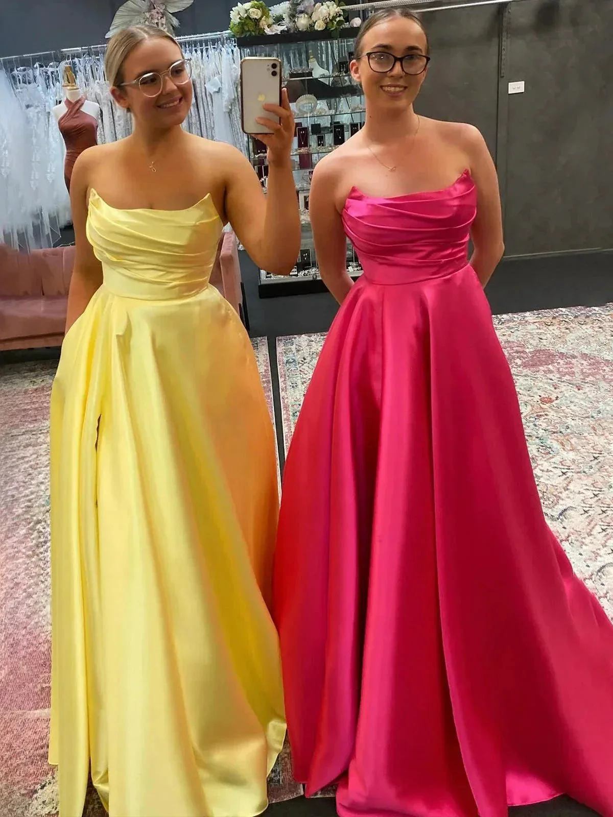 Tanzie | Strapless Sage Green Satin A-line Long Prom Dress - Image 4