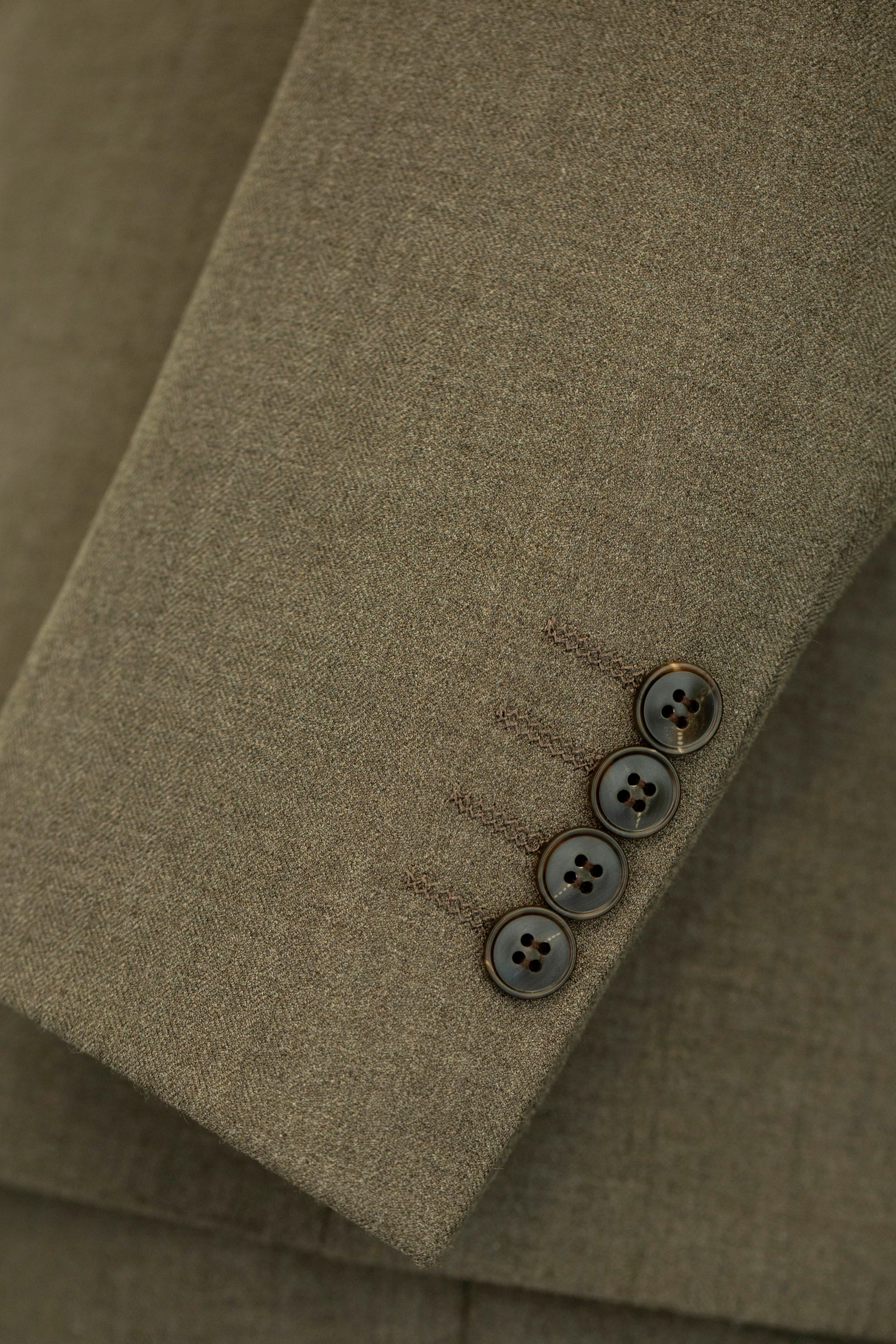Taupe Wool Double Breasted 3 Piece Wedding Suit for Groom and Groomsmen - Image 3