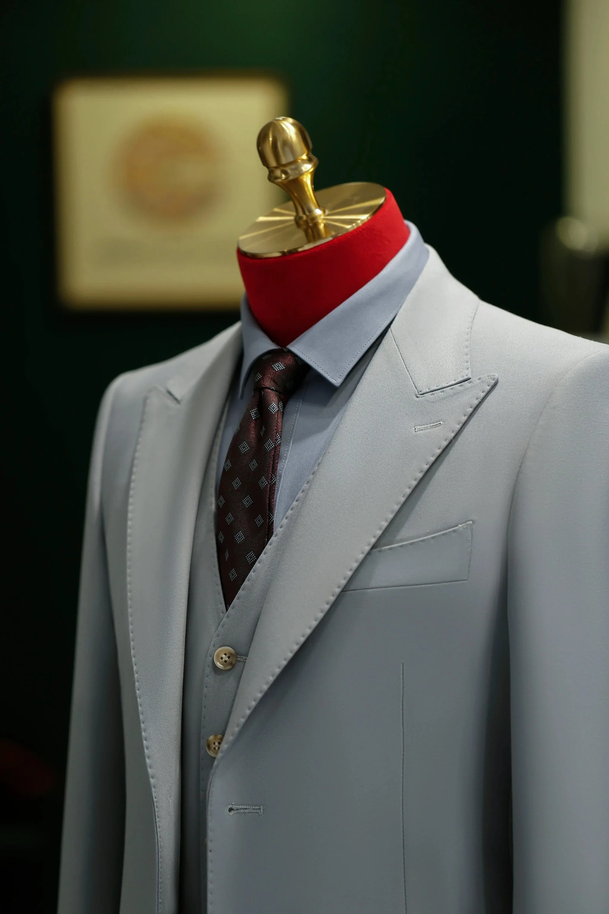 Light Grey Three Piece Wool Suit For Groom And Business Formal - Image 3