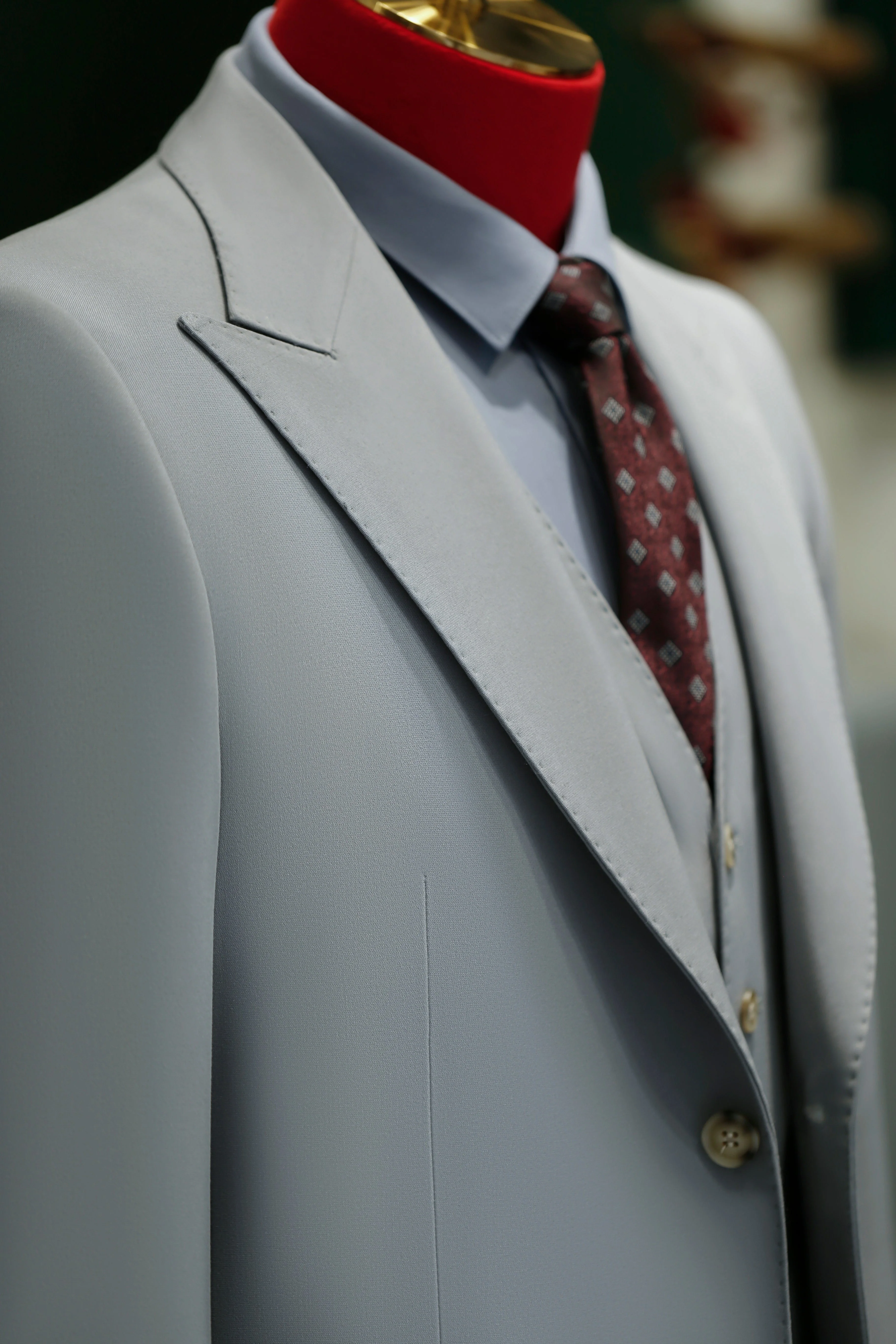Light Grey Three Piece Wool Suit For Groom And Business Formal - Image 4