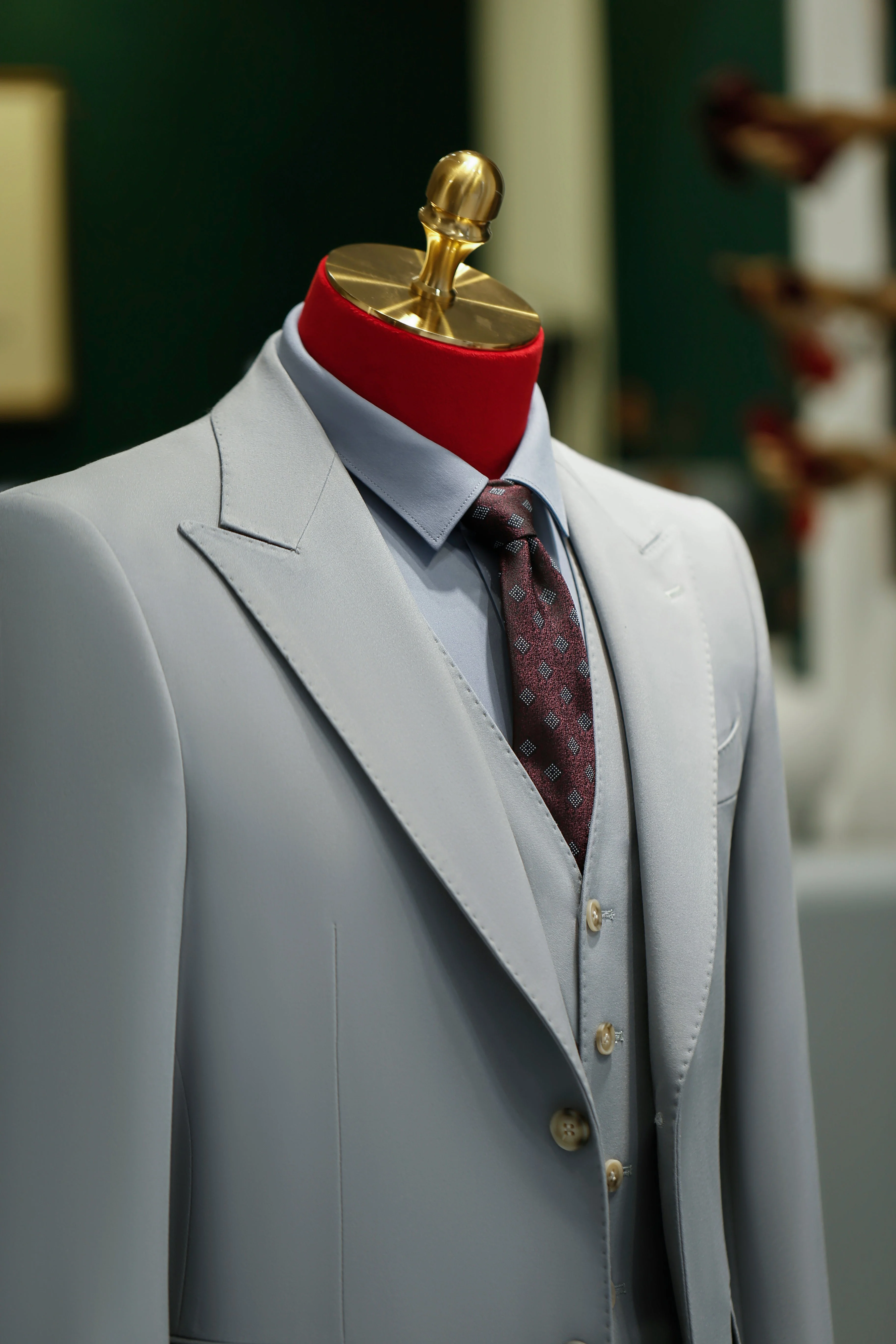 Light Grey Three Piece Wool Suit For Groom And Business Formal - Image 6