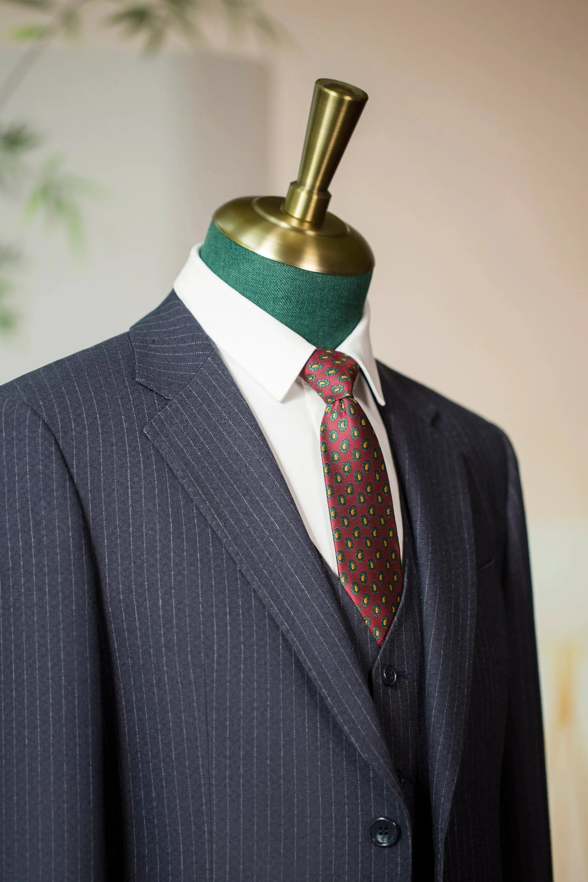 Pinstripe Wool Wedding Suit Three Piece Groom Formal Set - Image 2