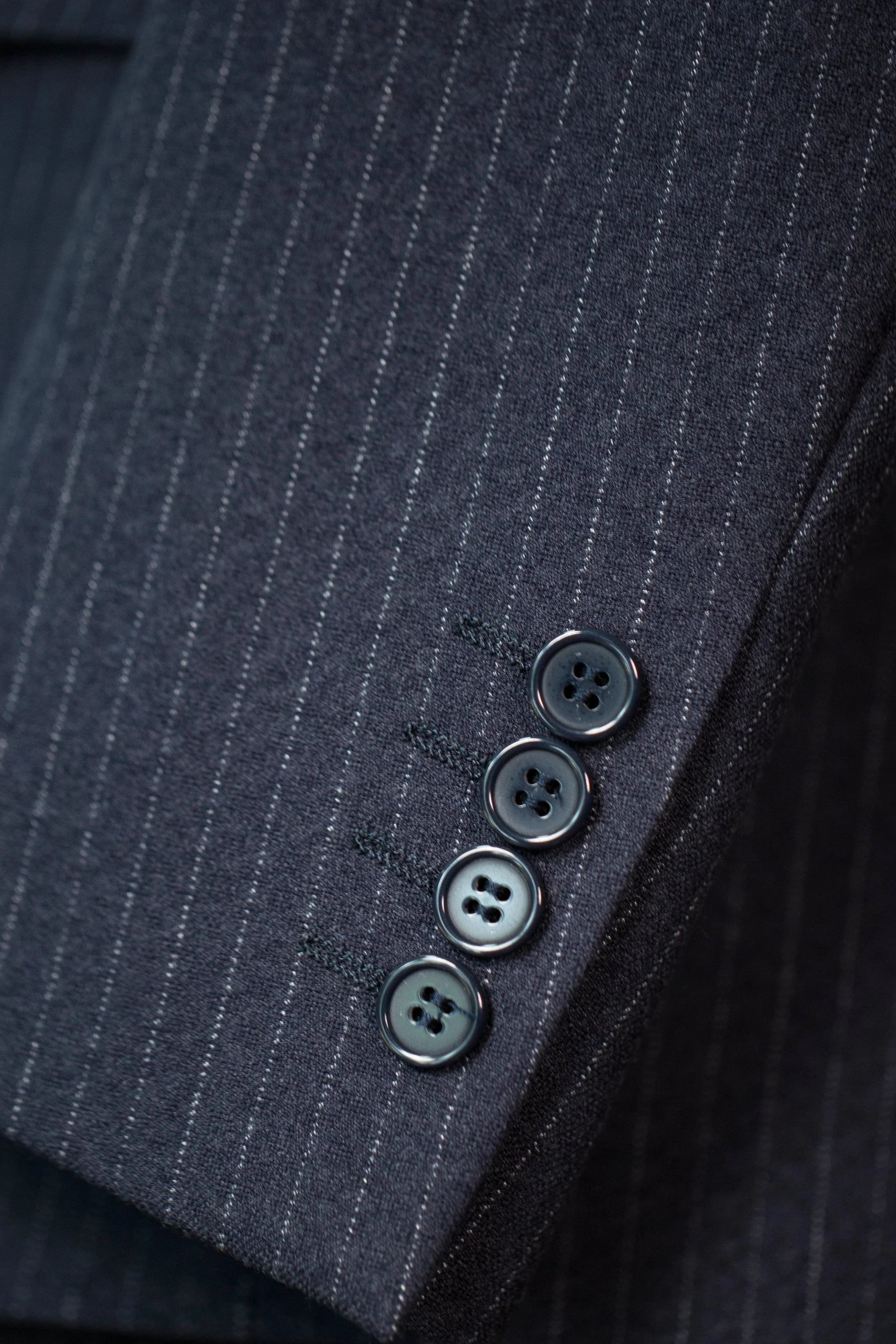 Pinstripe Wool Wedding Suit Three Piece Groom Formal Set - Image 3