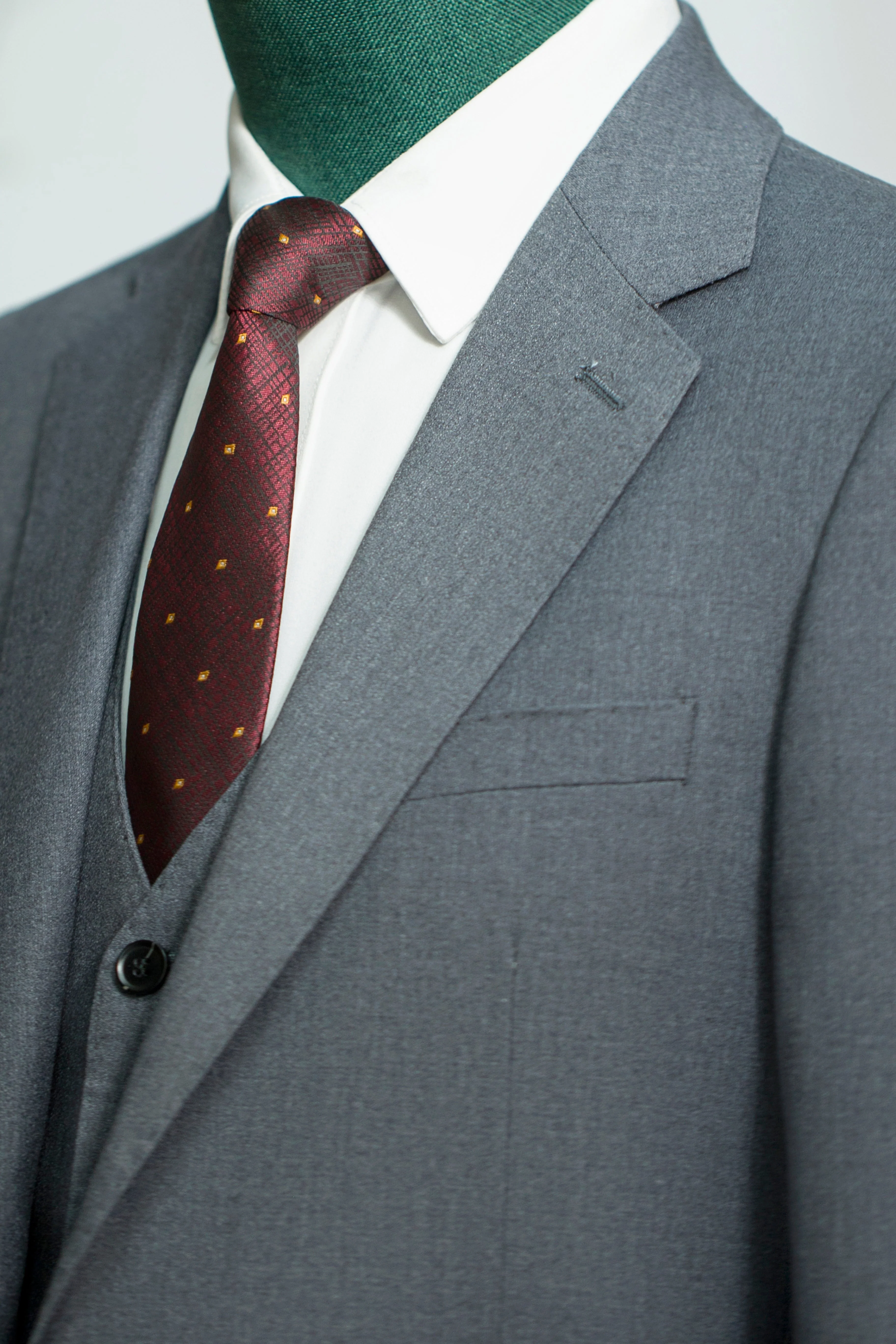 Solid Wool Three Piece Wedding Suit for Grooms and Groomsmen - Image 2
