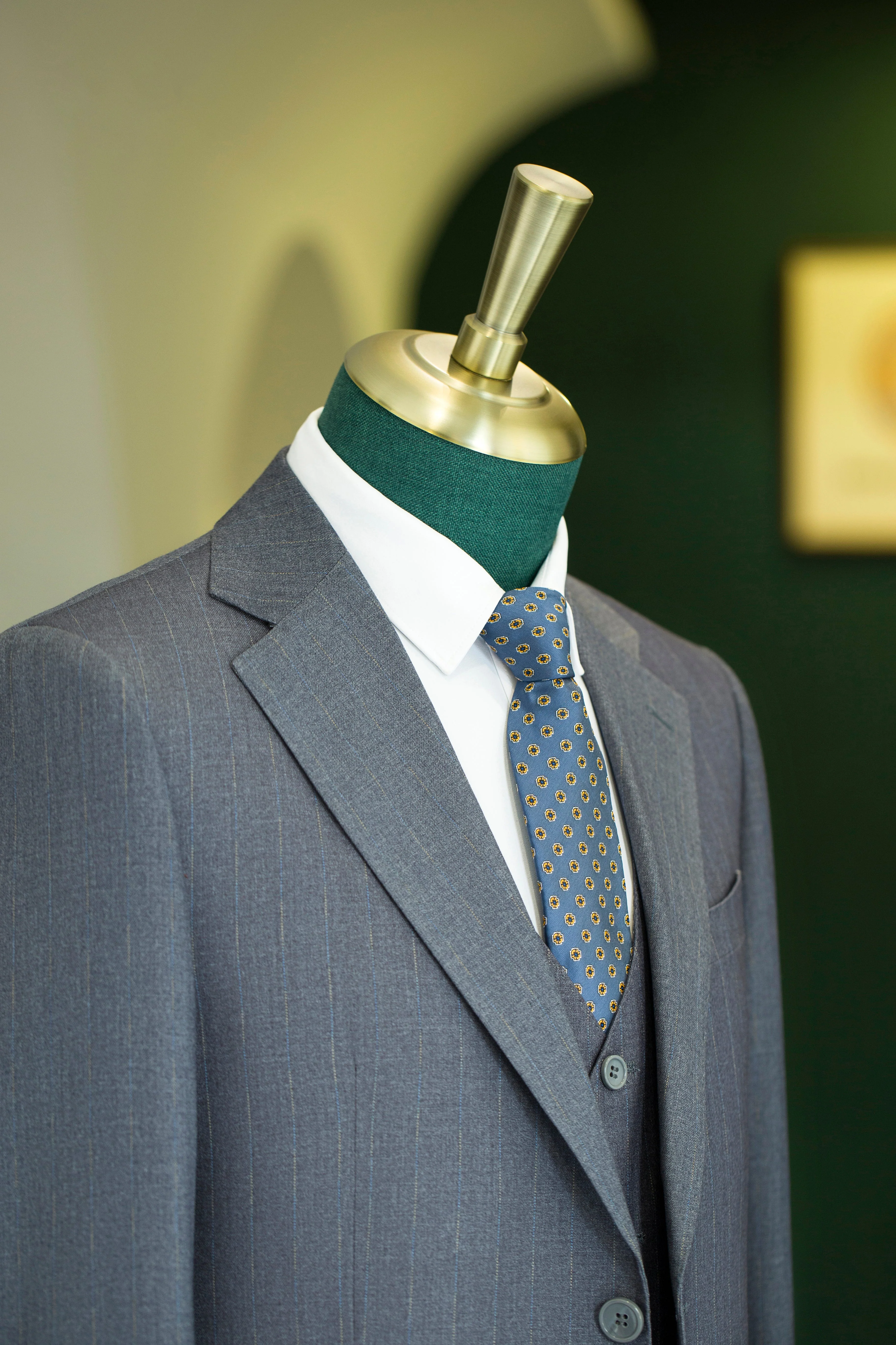 Subtle Pinstripe Grey Wool Three Piece Suit for Grooms and Business - Image 4