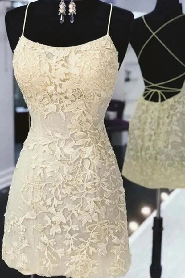 Tie Back Appliqued Sheath Pink Short Prom Dress Homecoming Dress PD327 - Image 10
