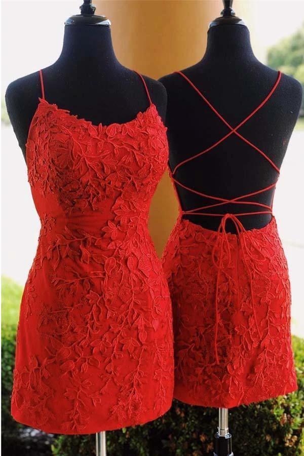 Tie Back Appliqued Sheath Pink Short Prom Dress Homecoming Dress PD327 - Image 4