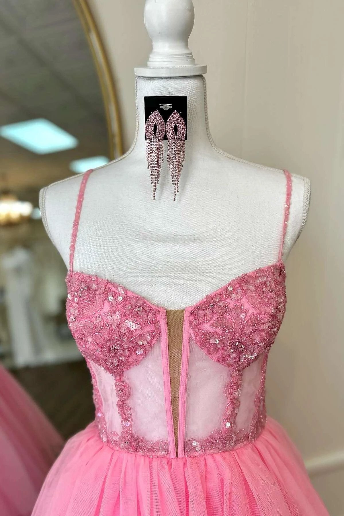 Tiered Ruffle Sequin-Embroidery Corset Long Prom Gown - Image 3