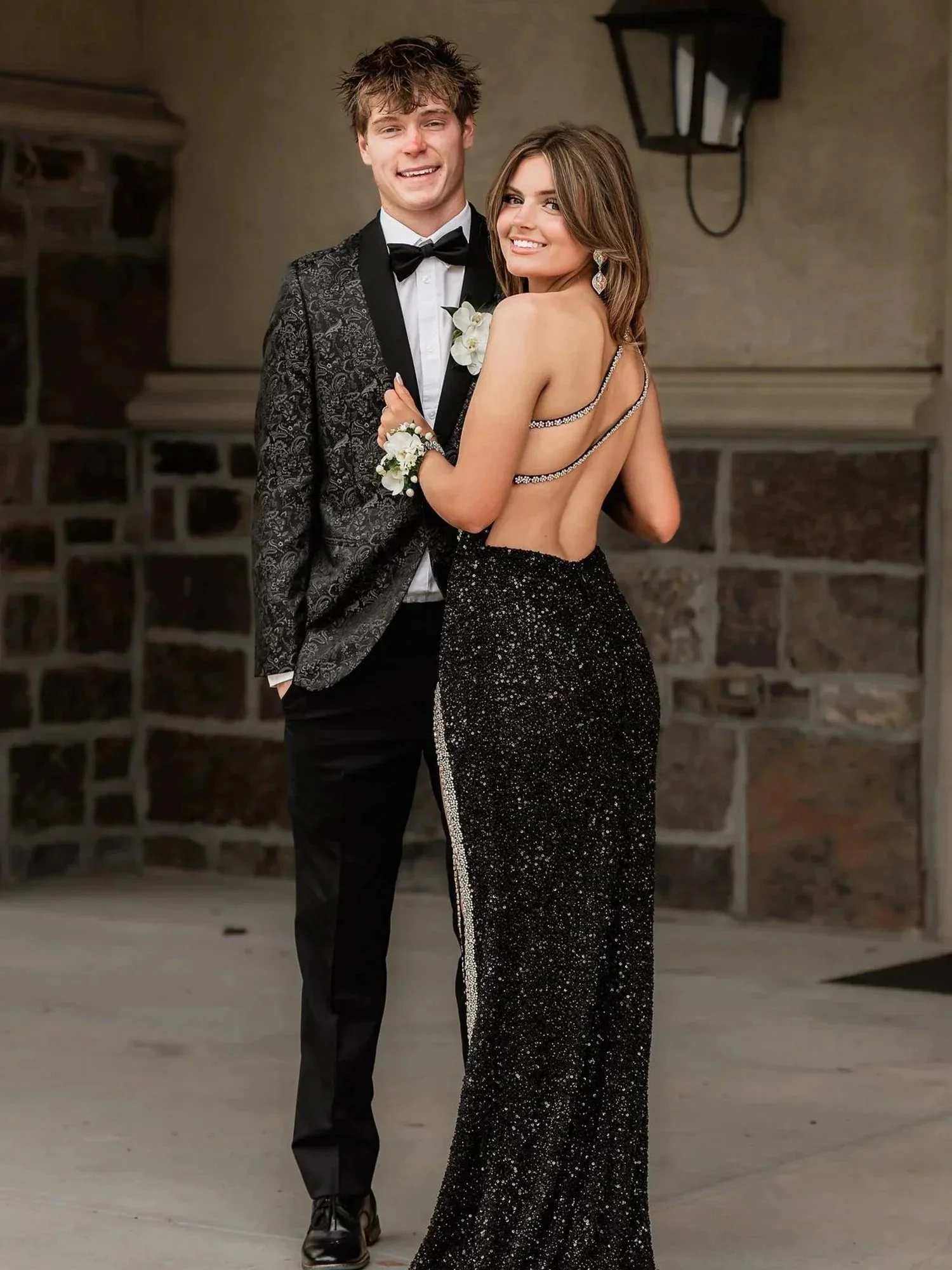 Tove | Orange One Sholder Sequins Mermaid Prom Dresses with Slit - Image 2