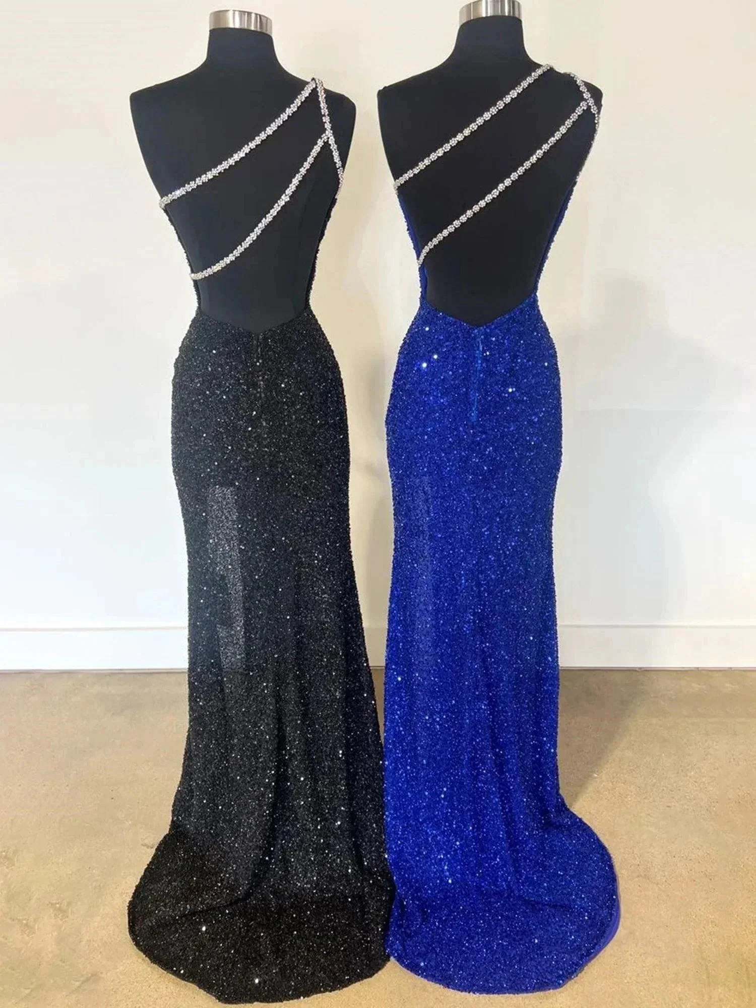 Tove | Orange One Sholder Sequins Mermaid Prom Dresses with Slit - Image 7