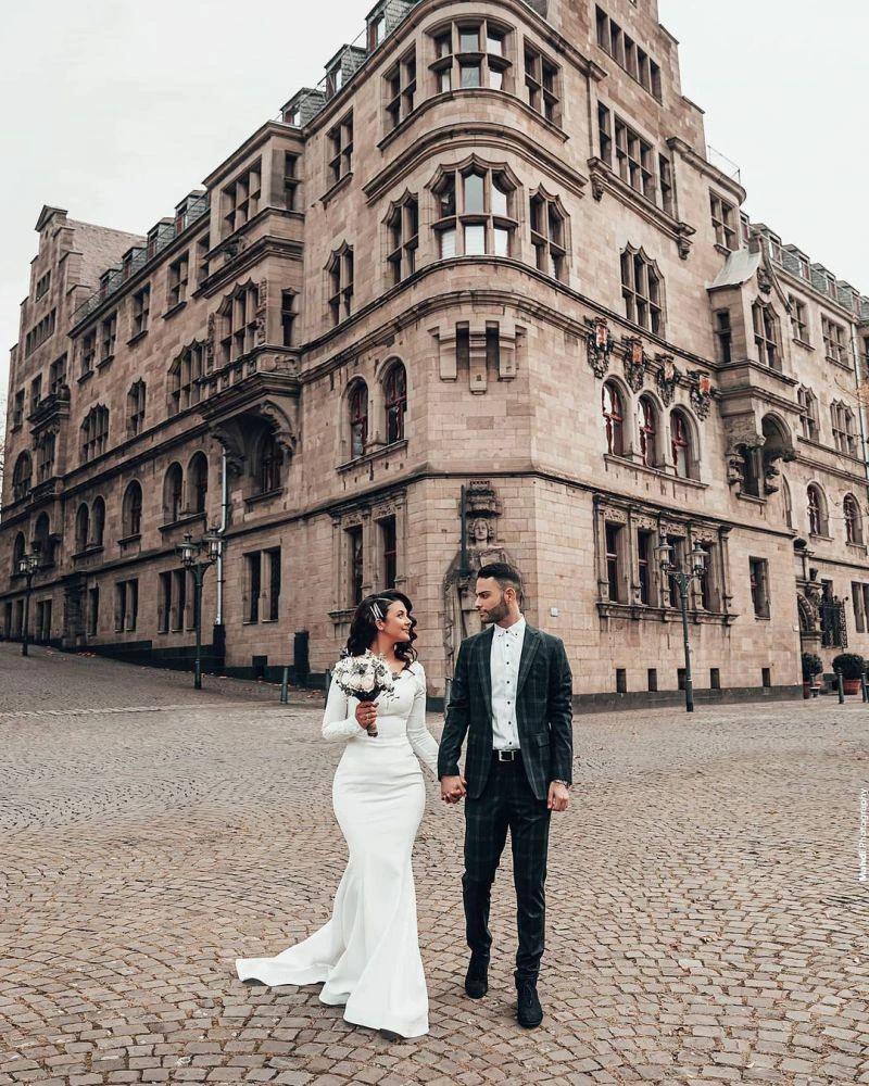 Mermaid Wedding Dress Long Sleeves Bridal Wears - Image 2